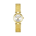 Luxurious gold-tone women's watch with small green dial and crystal hour markers - Gold White