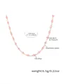 Ciondolo occhio greco rosa su catena in acciaio dorato con misure dettagliate - Stile minimalista in smalto rosa (P1528 Collana dorata in smalto rosa 45+5cm)