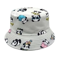 Chapeau bob réversible avec motifs de panda dessin animé pour protection solaire extérieure - Imprimé Panda-Gris Clair (1#)