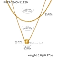 Détail du collier double couche en acier inoxydable doré avec pendentif cylindre et tailles - Collier à double rang / 37+5cm/39+5cm / Or