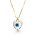Minimalist 18k gold plated stainless steel heart evil eye pendant necklace for women - Heart Evil Eye (KN229041-K)
