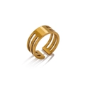 Elegant triple-layered golden open ring with a minimalist geometric hollow design - Adjustable Type / Gold