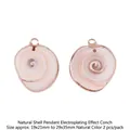 Pair of natural conch shell pendants with gold plated edges and metal hanging rings - Round Tower Conch Style (BTA144-15)