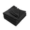 Stack of black microfiber cleaning cloths with soft looped texture and durable edges - 25*25cm / Black