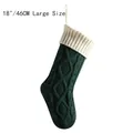 Dark green 18-inch knitted Christmas stocking with large diamond cable patterns - 18 Inch / 46CM Large / Dark Green & Ivory