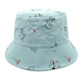 Lichtblauwe denim vissershoed voor dames met schattige puppyprints en rode botjes - M (56-58cm) / Lichtblauw