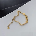 Adjustable gold bead chain bracelet with Chinese characters for peace and joy on round charms - Blessing Characters Bracelet / Gold