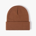 Classic brown double-layered knitted beanie hat for men and women in winter style - 4-Seam Caramel