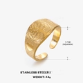 Anillo ajustable de acero inoxidable bañado en oro de 18k con árbol de la vida - Anillo Árbol de la Vida Dorado