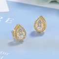 Elegante vergoldete Tropfenohrringe mit funkelnden Zirkonia in Wassertropfenform - Gold