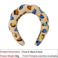 Detailed view of polka dot sponge headband showing dimensions 17cm by 18cm and 4cm thickness - 4# Colorful Leopard Print Style