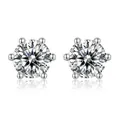 Classic S925 sterling silver six-prong stud earrings with brilliant 0.5ct lab diamond - Moissanite Six-Prong Crown Style (S03A) / Moissanite + S925 Silver