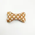 Brown bone-shaped plush dog toy with white polka dots, 15cm x 9cm size variant - Grey Spotted Bone