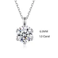 Classic S925 sterling silver six-prong 1.0 carat moissanite pendant necklace - Fddz-075 / 6.5MM / White Gold