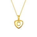 Golden heart pendant necklace with engraved letter O and elegant beaded edge detail - Letter O Style (S-P151-O)