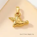 Golden stainless steel bird pendant with 21x15mm dimensions and 3.1g weight specification - Peace Dove / Gold