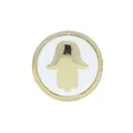 Golden Hamsa Hand circular charm with white inlay for micro-set jewelry bracelets - Hamsa Hand / White