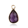 Golden faceted teardrop pendant with dark purple birthstone for December DIY jewelry - Gold - February