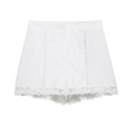 Pantalones cortos blancos de algodón para mujer con encaje y talle alto - S / Shorts