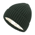 Bonnet en tricot vert foncé doublé de satin pour protéger les cheveux au chaud - Vert Militaire