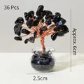 Miniature gemstone tree with black obsidian stones and copper wire in a glass bottle - 36 Crystals Obsidian (Mini Fish Tank)
