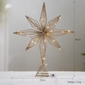 Golden 30cm Christmas tree topper star with LED warm light and glitter wire finish - LED Champagne Gold Octagonal Tree Topper / 25cmx30cm