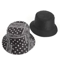 Detailansicht des Wendewendeguts mit schwarzem Paisley-Muster und einfarbigem Baumwollstoff - M (56-58cm) / Schwarz