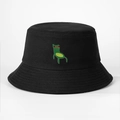 Black canvas bucket hat with green Froggy Chair embroidery detail on white background - M (56-58cm) / Black