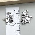 Silver golf sport charms with heart and number eighteen for DIY jewelry and keychains - Golf Heart Letter