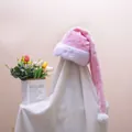 Pink plush Christmas hat with white faux fur trim and pom-pom for party decor - Extra Long Christmas Hat Adult (80CM) / Pink