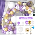 106pcs balloon arch kit in purple white and gold colors with assorted sizes - Macaron Light Purple Gold Sequins