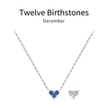 S925 sterling silver heart necklace with blue December birthstone for women - December