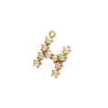 Golden letter H pendant charm with white and pink pearls for DIY jewelry making - Letter H - Pink