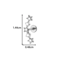 Titanium flat back stud earring with three silver stars and clear round zircons - Star Zirconia Style (T2559-1) / Silver