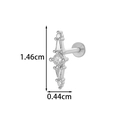Silver-tone titanium labret stud featuring a geometric cross bar with inlaid clear zircons - Long Cross Style (2607-1#Silver)