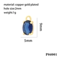 Detailed macro view of 9x5mm blue oval zircon pendant in copper gold plated finish - Gold/Sky Blue Zirconia