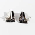 Minimalist silver irregular geometric earrings with multilayered mirror finish design - Silver