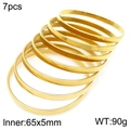 7pcs set of 18k gold plated stainless steel bangles with 65mm inner diameter - 5mm Gold 7 Rings (68mm Inner Diameter)