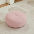 Pink round fabric tatami floor cushion with premium linen texture for comfortable seating - Fine Linen / Round / EPS 40x40x15cm / Pink
