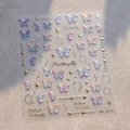 Adhesive butterfly nail art stickers with gold foil accents and gradient pastel colors - M-781 Bronzing Jelly