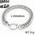 Titanium steel cuban chain bracelet for men with spring ring clasp, 200mm length - 9mm Width Style (KB165900-ZZ)