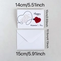 3D Pop-up white Valentine's Day card with red heart, white envelope and size markings - Happy Valentine's Day style