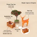 Miniature dollhouse Christmas set with flowering tree, orange deer, and sport balls - Style 1 (5-Piece Set)