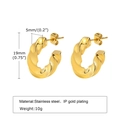 Gold stainless steel twisted C-shape hoop earrings with 19mm diameter and 5mm width - Twisted Hoop(EH-465)