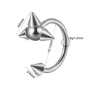 Silver stainless steel punk horseshoe piercing with triple cone spikes and 16G 1.2mm bar - Triple Spikes Style-1.2x10x3mm