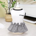 Vestito a quadretti bianchi e neri per cani con ricamo elegante e confortevole - XS / Bianco