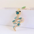 Portachiavi serpente dorato con cristalli verde smeraldo e decorazioni in strass lucidi - Grigio / Blu