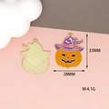 Halloween pumpkin pendant in orange and purple enamel with gold alloy plating - Witch Hat Pumpkin