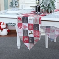 Rote und graue Weihnachts-Tischläufer mit Rentier- und Schneeflocken-Karomuster - Karo-Stil