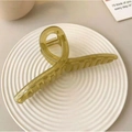 Translucent amber green large hair claw clip for thick hair with golden spring - Jelly Matcha-15cm (Extended)